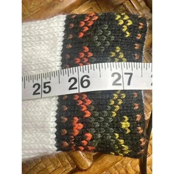 Handmade Peru Women's Alpaca White Multi‎ Cardigan Sweater Hood Zip up size: L - Picture 11 of 12